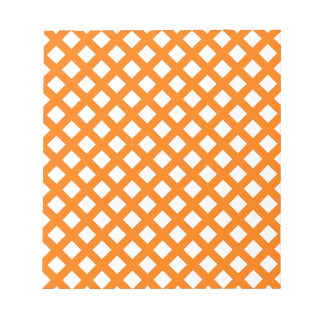 Orange Vit Rutig Diamantmönster Anteckningsblock (Framsida)