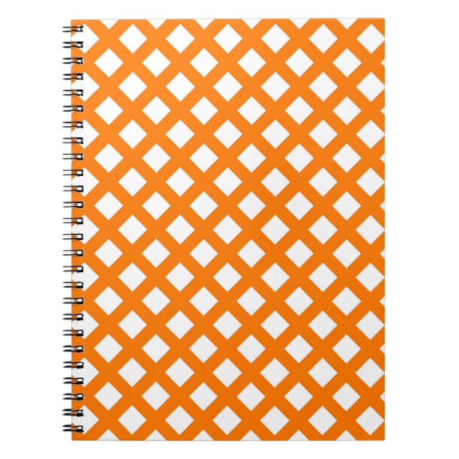 Orange Vit Rutig Diamantmönster Anteckningsbok (Framsidan)