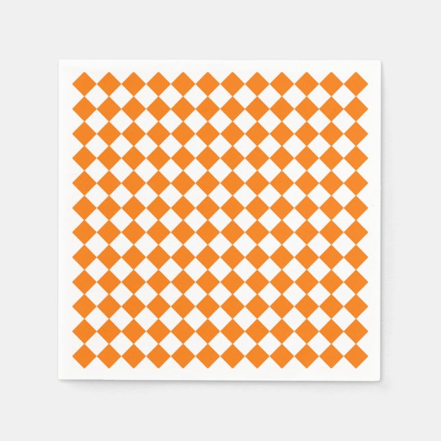 Orange Vit Rutig Diamantmönster Pappersservett (Framsidan)