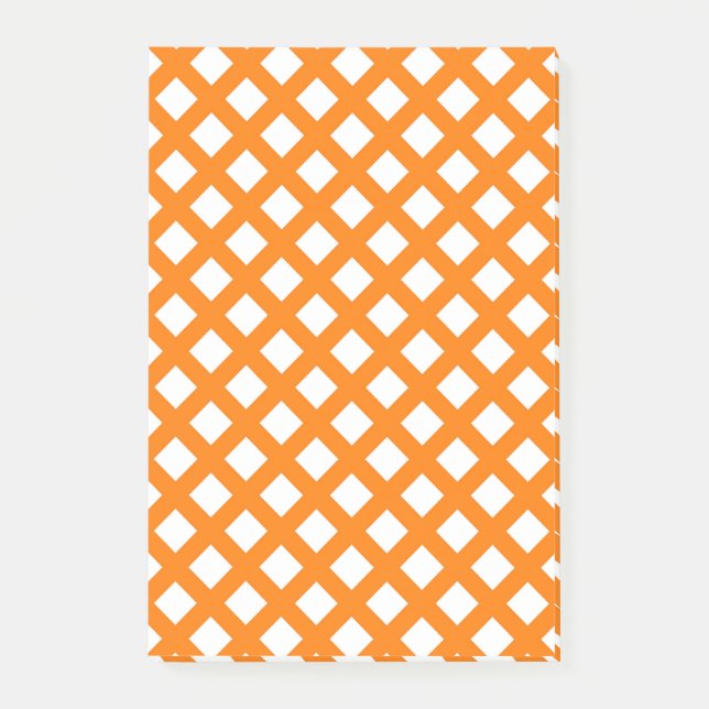 Orange Vit Rutig Diamantmönster Post-it Block (Framsida)