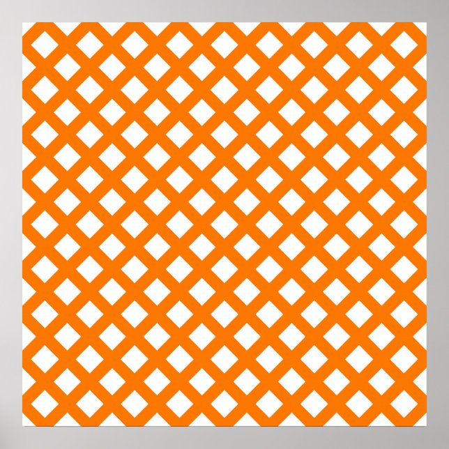 Orange Vit Rutig Diamantmönster Poster (Framsidan)