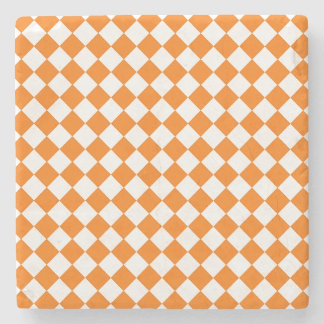 Orange Vit Rutig Diamantmönster Stenunderlägg (Framsidan)