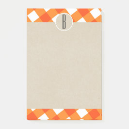 Orange Vit Rutig Kraft Monograminitial Post-it Block