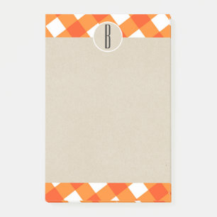Orange Vit Rutig Kraft Monograminitial Post-it Block