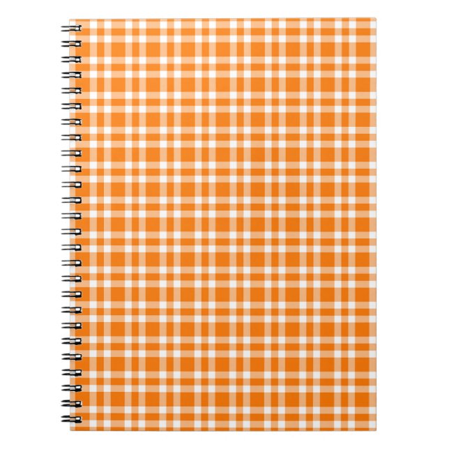 Orange Vit Rutig Mönster Anteckningsbok (Framsidan)