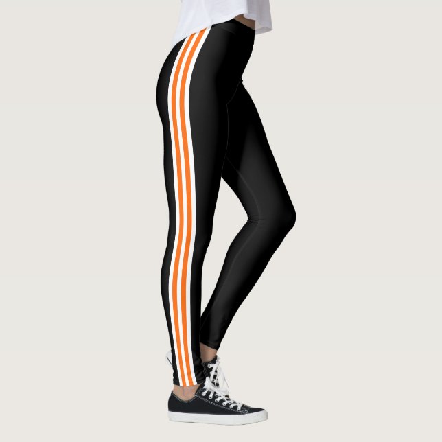 Orange Vit Sidostreck Svarta Leggings Din Färg (Höger)