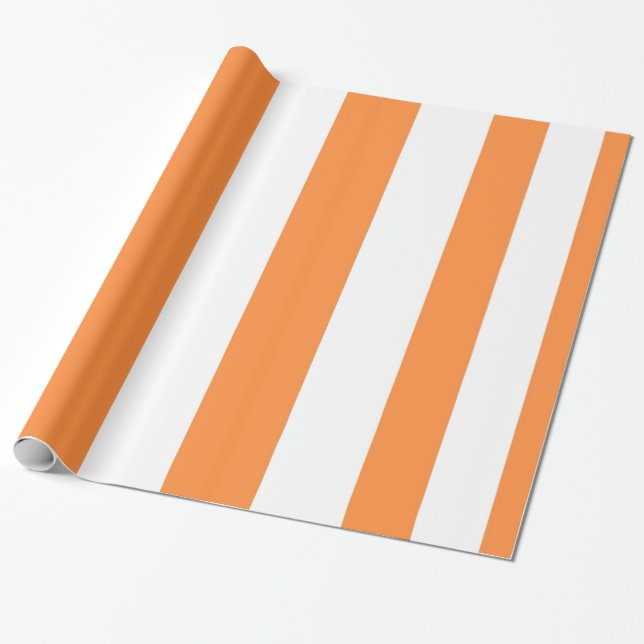 Orange vit strippad, modern presentpapper (Utrullad)