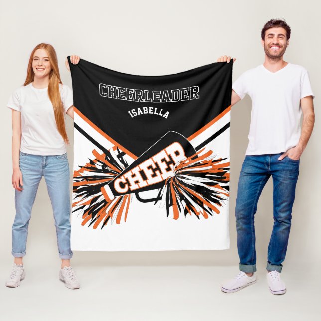 Orange, Vit & Svart - För en Cheerleader Fleecefilt (På plats)
