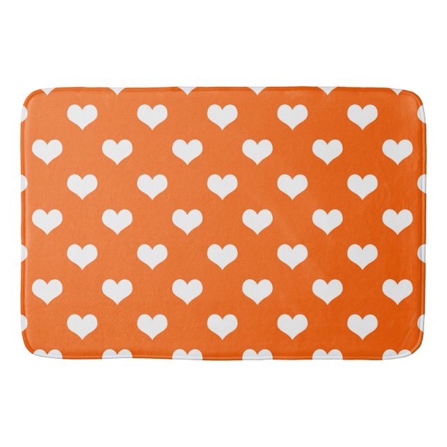 Orange Vit Underbar Hjärtan Design  Badrumsmatta (Framsidan)