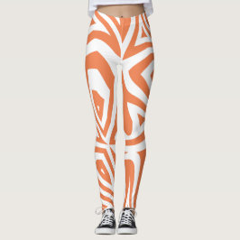 Orange Vita Abstrakten Zebra tryck Womens Leggings