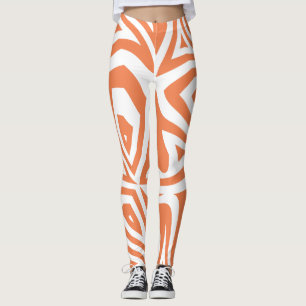 Orange Vita Abstrakten Zebra tryck Womens Leggings