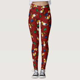 Orange vita fjärilar, smaragd, safir på röd leggings