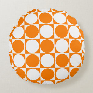 Orange&vita fyrkanter&cirklar, Rund dyna Kudde