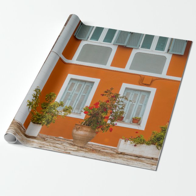 ORANGE VITA OCH GRÅTT KONKRET BYGGNAD PRESENTPAPPER (Utrullad)