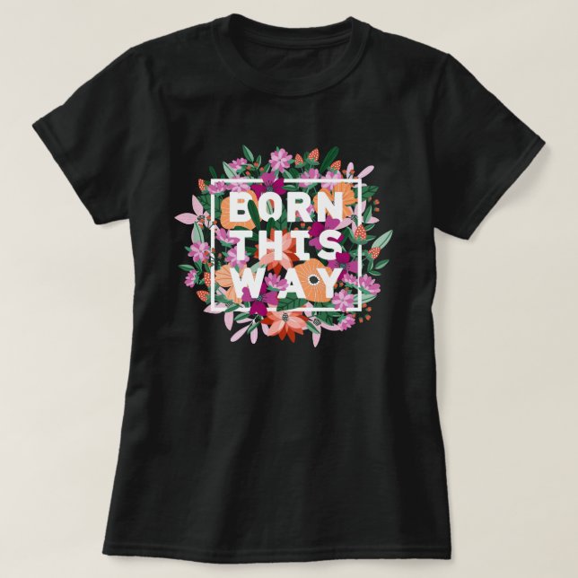Orange Vita Rosa Blommigt Lesbisk Pride T Shirt (Design framsida)