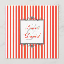 Orange, Vita, Silver Grått Rand Scrolls Inbjudan