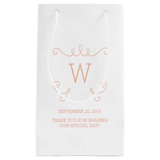 Orange Vitaktig blomning, monogram gift-säck (Framsidan)