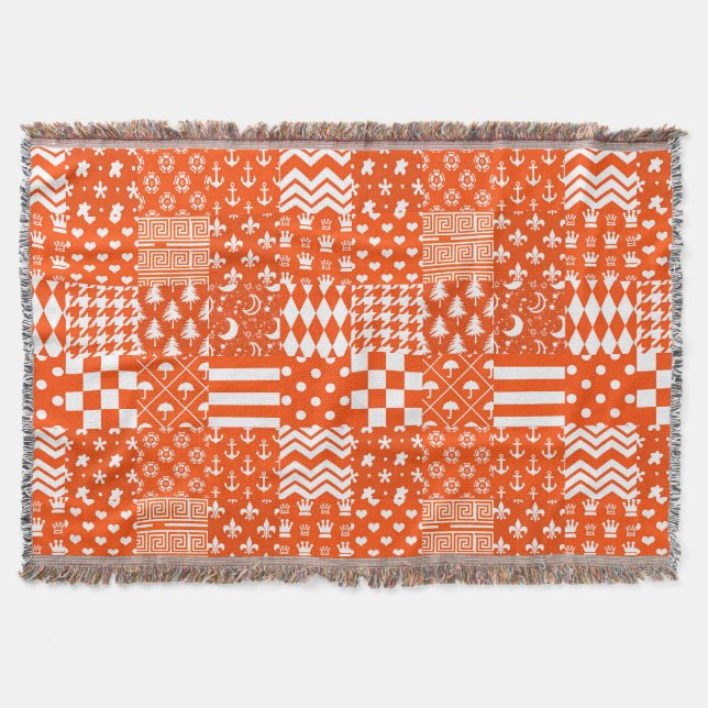 Orange Vitaktig design för mönster för blandat Mön Filt (Framsidan)