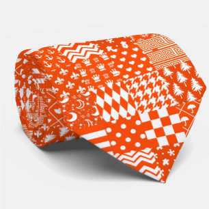 Orange Vitaktig design för mönster för blandat Mön Slips