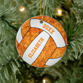 orange, vitt volleybolllag färg gigly julgransprydnad keramik