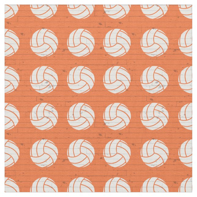 Orange Volleyball Wood Golv Patterned Tyg (Närbild)