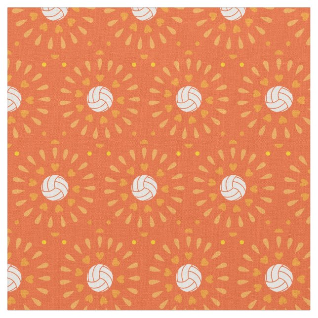 Orange Volleybollar Kaleidoscope Mönster Tyg (Närbild)