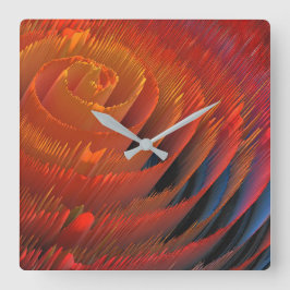Orange Vortex Sci-Fi Fyrkantig Klocka
