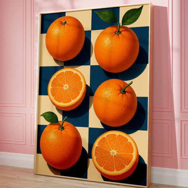 Orange Wall Art, Retro Orange Fruit Art Poster (Orange art poster)
