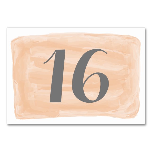 Orange Watercolor Bröllop Bord Card Bordsnummer (Framsidan)