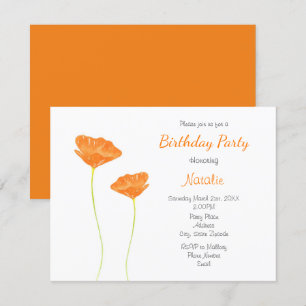 Orange Watercolor California Poppies Inbjudningar
