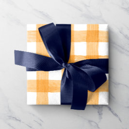 Orange Watercolor Gingham Wrapping Papper Presentpapper