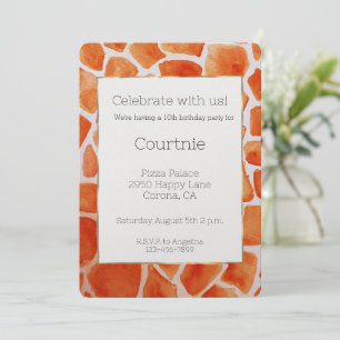Orange Watercolor Giraffe Print Birthday Inbjudningar
