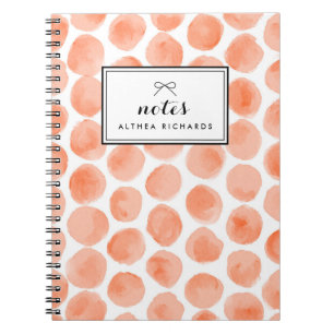 Orange Watercolor Polka dots Mönster Personlig Anteckningsbok Med Spiral