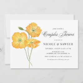 Orange Watercolor Poppy Flowers Par Shower Inbjudningar
