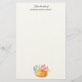 Orange Watercolor Pumpkin Fall Season Brevpapper