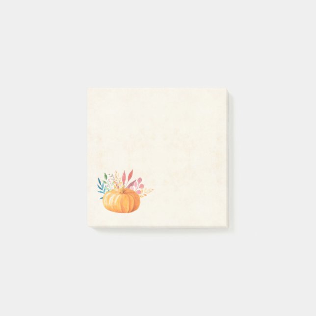 Orange Watercolor Pumpkin Fall Season Post-it Block (Framsida)