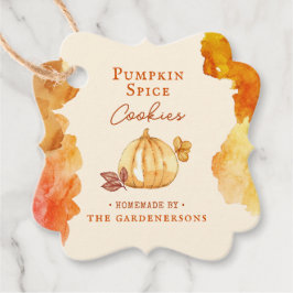 Orange Watercolor Pumpkin Spice Gåvor Etiketter