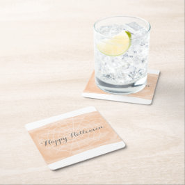 Orange Watercolor Spindelnät Halloween Underlägg Papper Kvadrat