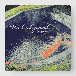 Orange Waterfall & Bassäng i Welshpool, Powys Fyrkantig Klocka