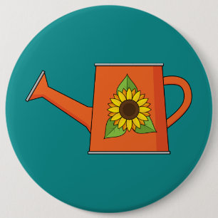 Orange Watering Can med solros Knapp