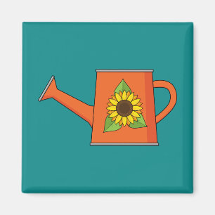 Orange Watering Can med solros Magnet