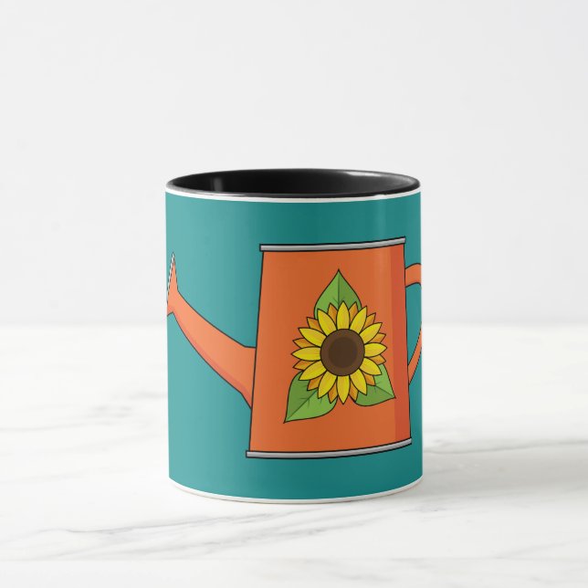 Orange Watering Can med solros Mugg (Center)