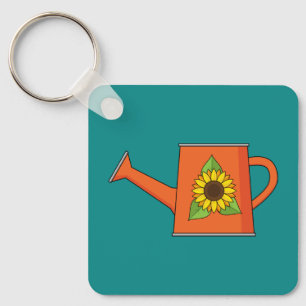 Orange Watering Can med solros Nyckelring