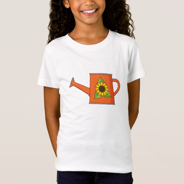 Orange Watering Can med solros T Shirt (Framsida)