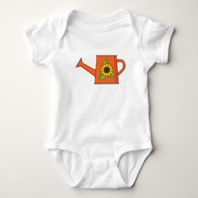 Orange Watering Can med solros T Shirt (Framsida)