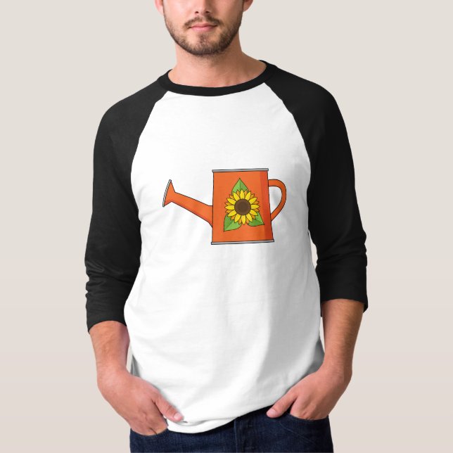 Orange Watering Can med solros T Shirt (Framsida)