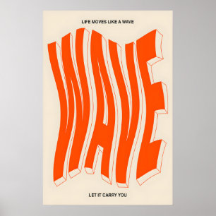 Orange Wave Typografi Konsttryck Modern Kinetisk Poster