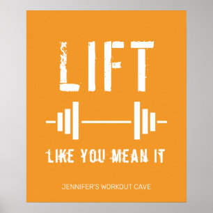 Orange Weightlift Fitness Gym Poster
