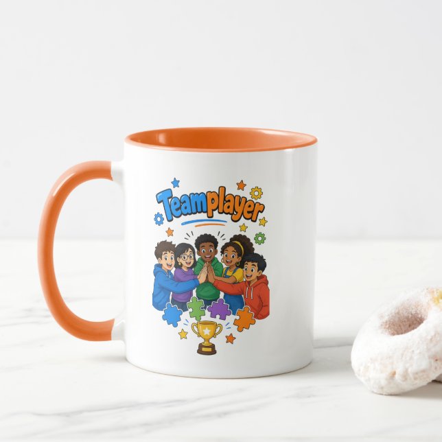 orange weiß Kinder Teamplayer Mugg (Med munk)