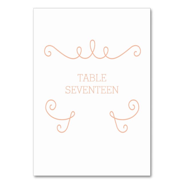 Orange Whimsique Flourish Bord Card Bordsnummer (Framsidan)